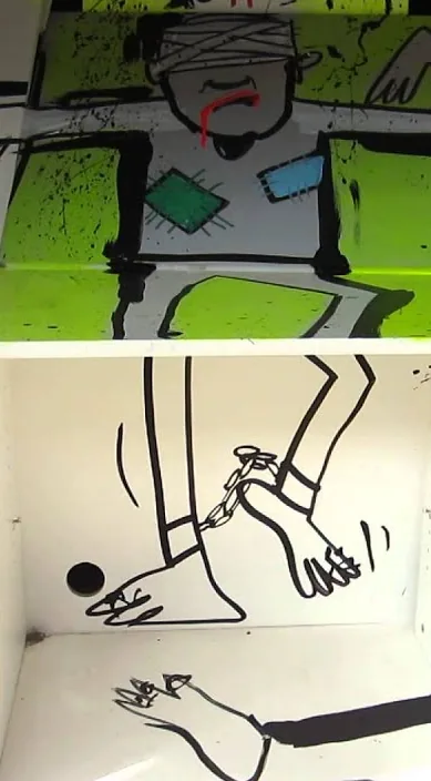 – street art in Barcelona: scene from the Art Is Trash video by Francisco de Pájaro