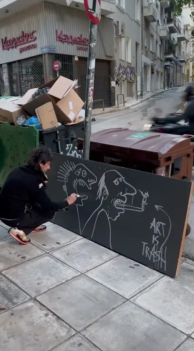 ATHENS www. es – street art in Barcelona: scene from the Art Is Trash video by Francisco de Pájaro