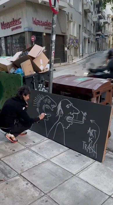 ATHENS www. es – street art in Barcelona: scene from the Art Is Trash video by Francisco de Pájaro