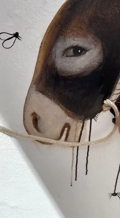 Burro en la Feria de Zafra, 2022 – street art: scene from the Art Is Trash video by Francisco de Pájaro