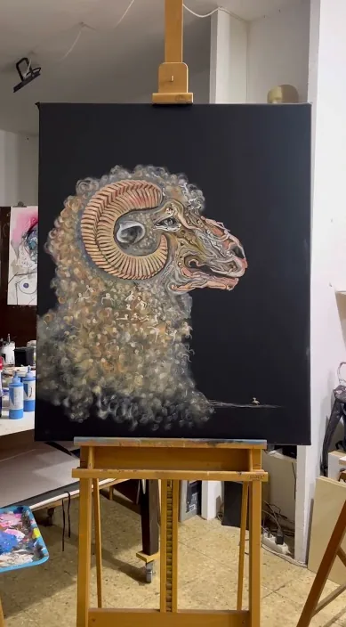 Carnero extremeño – street art in Barcelona: scene from the Art Is Trash video by Francisco de Pájaro