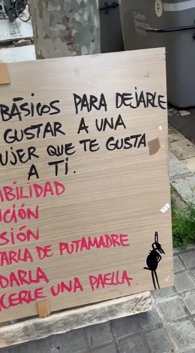 Cómo dejarle de gustar a una mujer – street art in Barcelona: scene from the Art Is Trash video by Francisco de Pájaro