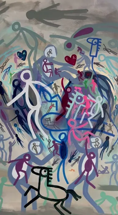 Corazón azul desmenbrado – street art in Barcelona: scene from the Art Is Trash video by Francisco de Pájaro