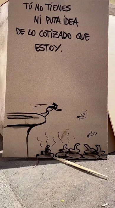 Cotizado es – street art: scene from the Art Is Trash video by Francisco de Pájaro