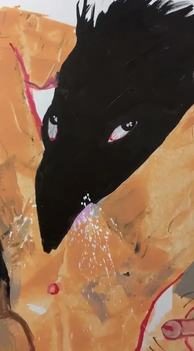 Crow – street art in Barcelona: scene from the Art Is Trash video by Francisco de Pájaro