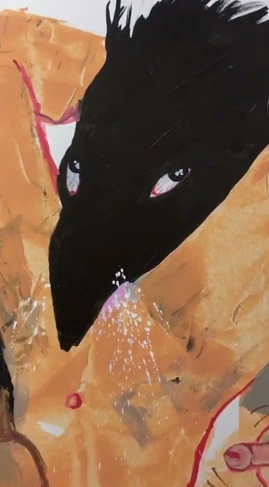 Crow – street art in Barcelona: scene from the Art Is Trash video by Francisco de Pájaro