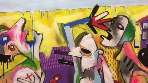 Días de ira. Pintura en el estudio – street art in Barcelona: scene from the Art Is Trash video by Francisco de Pájaro