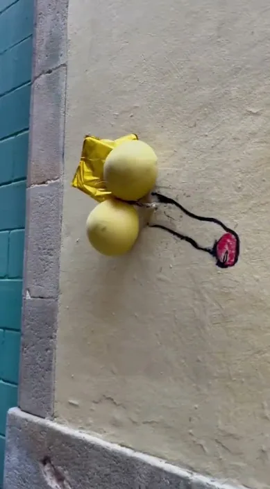 Dos melones y un rabo. es – street art: scene from the Art Is Trash video by Francisco de Pájaro