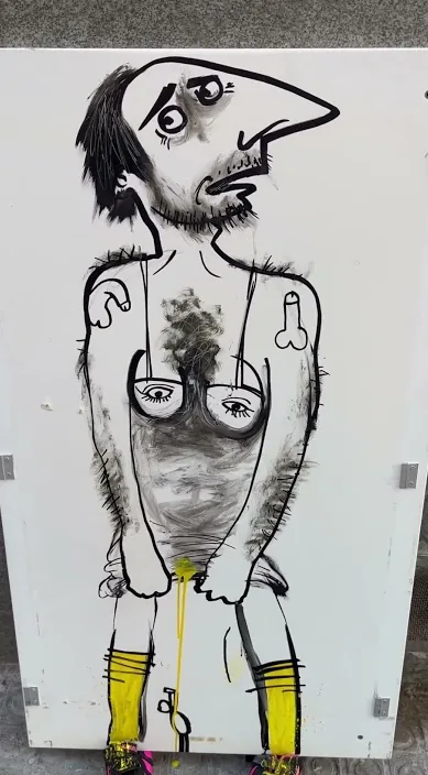 El cojeo del gamo – street art in Barcelona: scene from the Art Is Trash video by Francisco de Pájaro
