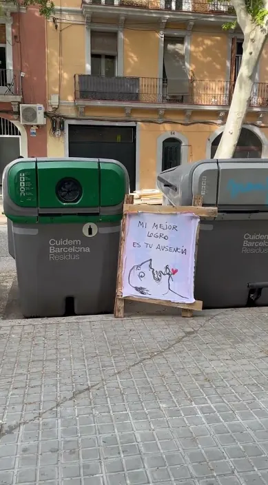 El mejor logro a una narcisista – street art in Barcelona: scene from the Art Is Trash video by Francisco de Pájaro