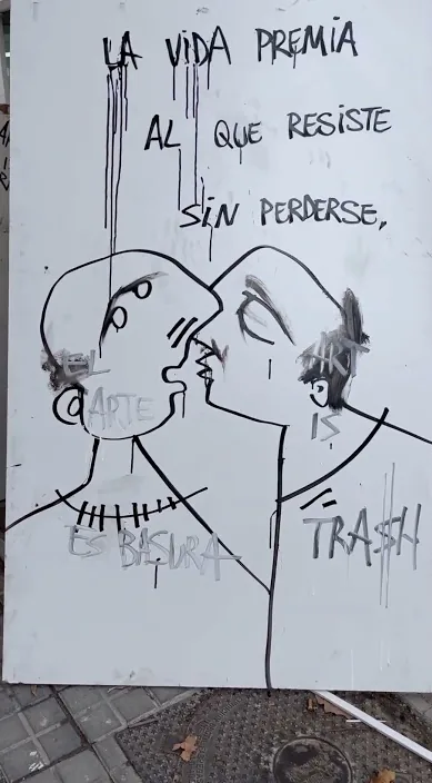 El premio – street art in Barcelona: scene from the Art Is Trash video by Francisco de Pájaro