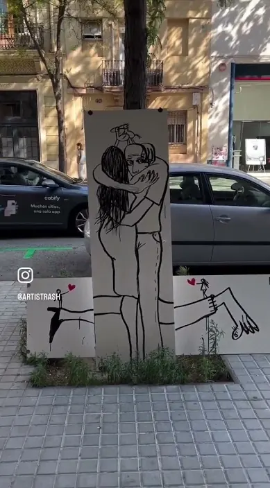 El último adiós – street art in Barcelona: scene from the Art Is Trash video by Francisco de Pájaro
