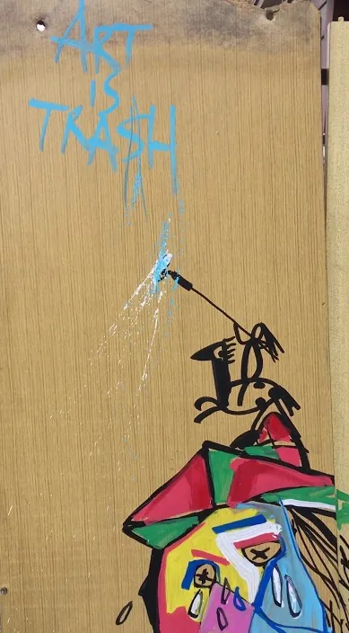 en París – street art in Barcelona: scene from the Art Is Trash video by Francisco de Pájaro