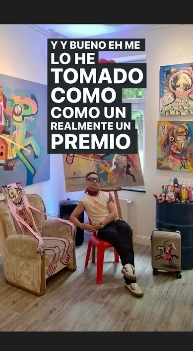 Interview with Francisco de Pájaro in a gallery full of his paintings, Barcelona, Art Is Trash