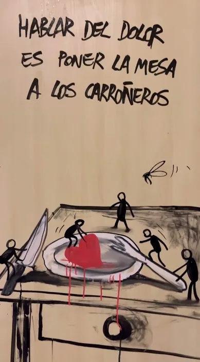 Hablar del dolor – street art in Barcelona: scene from the Art Is Trash video by Francisco de Pájaro