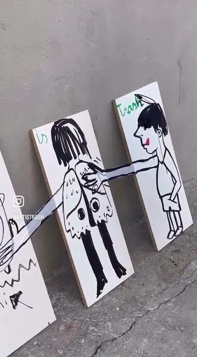 HIJO DE LA LUNA #arteurbano #franciscodepajaro #art #trashart Hijo de la luna – street art in Barcelona: scene from the Art Is Trash video by Francisco de Pájaro
