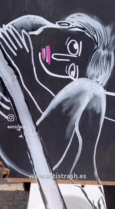 Hoy hace un día precioso – street art in Barcelona: scene from the Art Is Trash video by Francisco de Pájaro