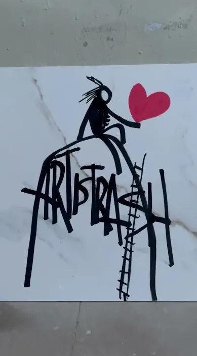 Mármol – street art in Barcelona: scene from the Art Is Trash video by Francisco de Pájaro