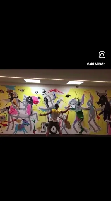 Mural en calabria – street art in Barcelona: scene from the Art Is Trash video by Francisco de Pájaro