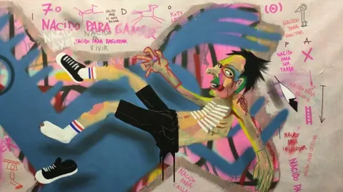 NACIDO para pintar y morir contento – street art in Barcelona: scene from the Art Is Trash video by Francisco de Pájaro