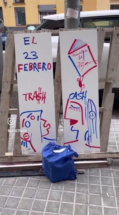 NUEVO LIBRO A PARTIR DEL 23 #franciscodepajaro #art #arteurbano Nuevo libro a partir del 23 – street art in Barcelona: scene from the Art Is Trash video by Francisco de Pájaro