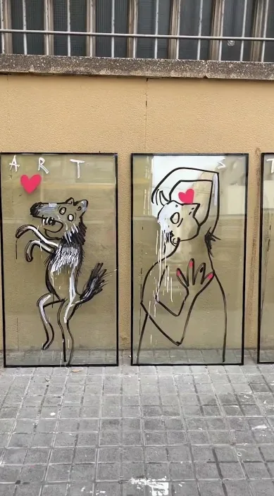 Pareja – street art in Barcelona: scene from the Art Is Trash video by Francisco de Pájaro