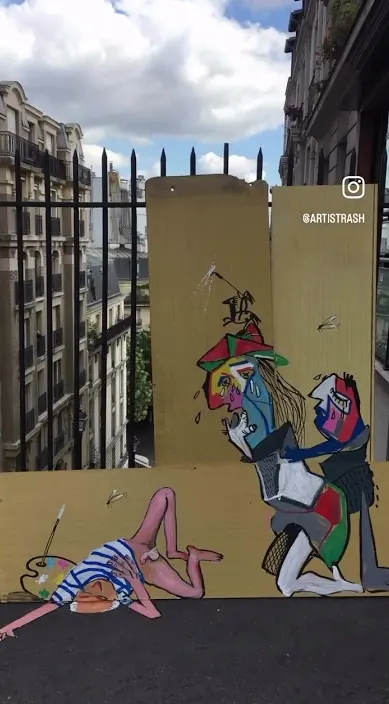 PARÍS #franciscodepajaro #art #arteurbano #trashart París – street art in Barcelona: scene from the Art Is Trash video by Francisco de Pájaro