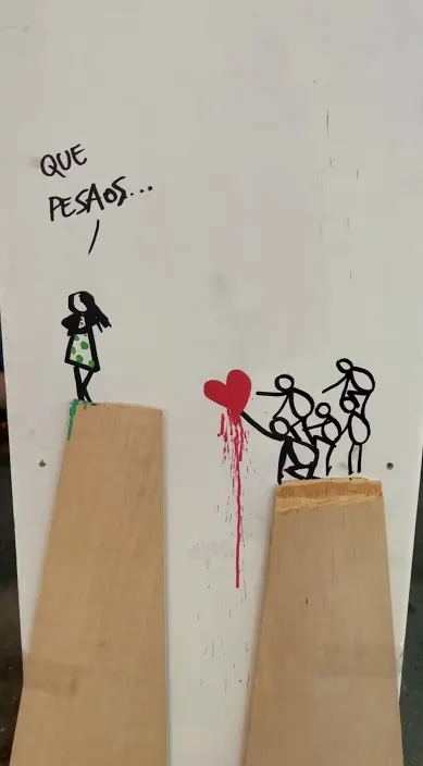 Pesados – street art in Barcelona: scene from the Art Is Trash video by Francisco de Pájaro