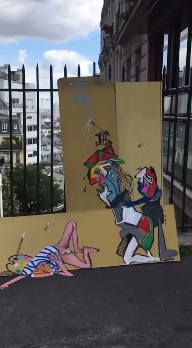 Picasso 50° aniversario es – street art: scene from the Art Is Trash video by Francisco de Pájaro