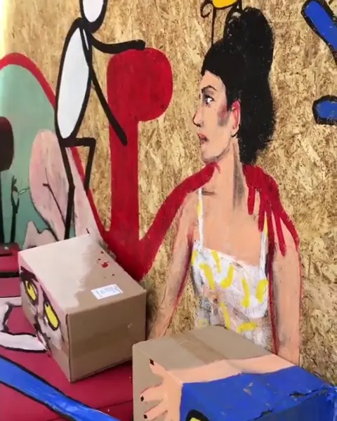 Pintando basura en Croacia – street art in Barcelona: scene from the Art Is Trash video by Francisco de Pájaro