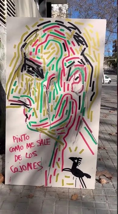 PINTO POR INTUICIÓN #franciscodepajaro #art #arteurbano Pinto por intuición – street art in Barcelona: scene from the Art Is Trash video by Francisco de Pájaro