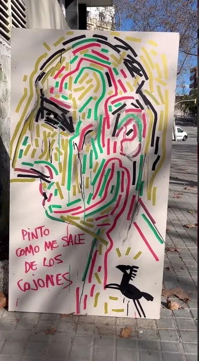 Pinto por intuición – street art in Barcelona: scene from the Art Is Trash video by Francisco de Pájaro
