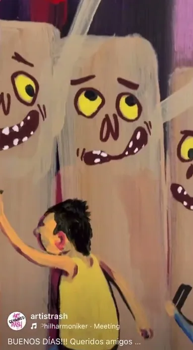 Pintura nueva – street art in Barcelona: scene from the Art Is Trash video by Francisco de Pájaro