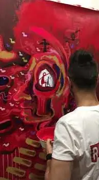Pintura ROJA en el estudio Pintura ROJA en el estudio – street art in Barcelona: scene from the Art Is Trash video by Francisco de Pájaro
