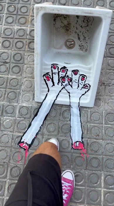 Poncio pilatos – street art in Barcelona: scene from the Art Is Trash video by Francisco de Pájaro