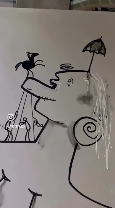 RECUPERA LA SOBRIEDAD #arteurbano #franciscodepajaro #art Recupera la sobriedad – street art in Barcelona: scene from the Art Is Trash video by Francisco de Pájaro