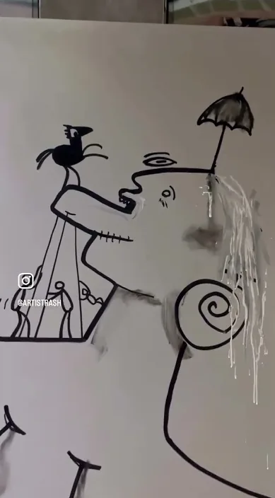 Recupera la sobriedad – street art in Barcelona: scene from the Art Is Trash video by Francisco de Pájaro