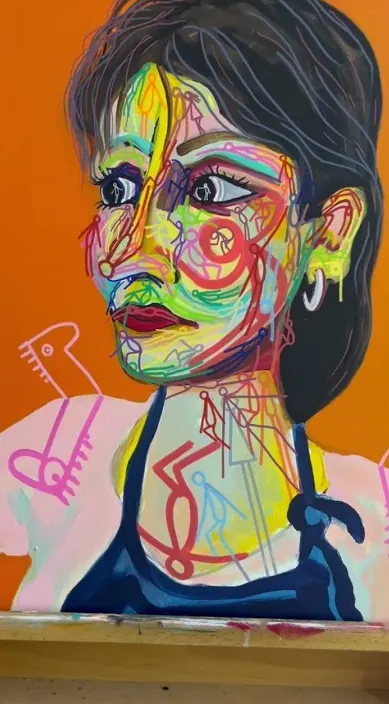 Retrato de mujer www. es – street art in Barcelona: scene from the Art Is Trash video by Francisco de Pájaro