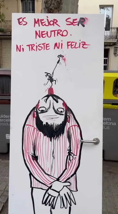 Sé neutro – street art in Barcelona: scene from the Art Is Trash video by Francisco de Pájaro