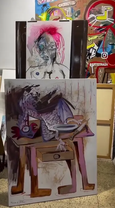 SILENCIO EN EL ESTUDIO #franciscodepajaro #art #arteurbano #trashart #arte #streetart Silencio en el estudio – street art in Barcelona: scene from the Art Is Trash video by Francisco de Pájaro