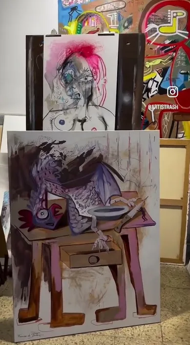 Silencio en el estudio – street art in Barcelona: scene from the Art Is Trash video by Francisco de Pájaro