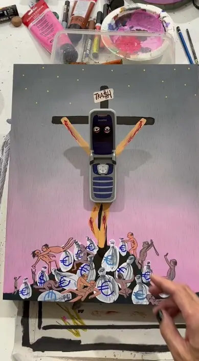 Trash es – street art: scene from the Art Is Trash video by Francisco de Pájaro