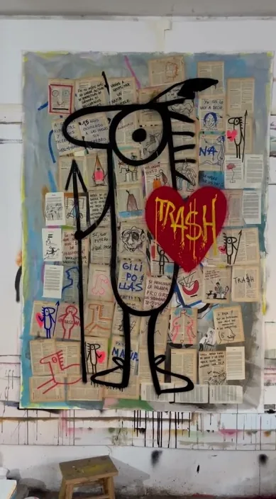 TRASH www. es – street art in Barcelona: scene from the Art Is Trash video by Francisco de Pájaro