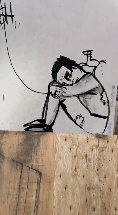 TRASH www. es – street art: scene from the Art Is Trash video by Francisco de Pájaro