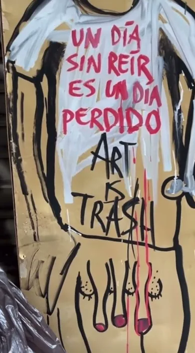 Un día sin reír – street art in Barcelona: scene from the Art Is Trash video by Francisco de Pájaro